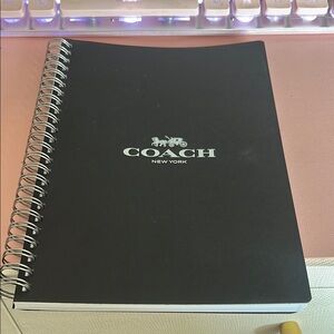 Coach Black Spiral Notebook with Logo